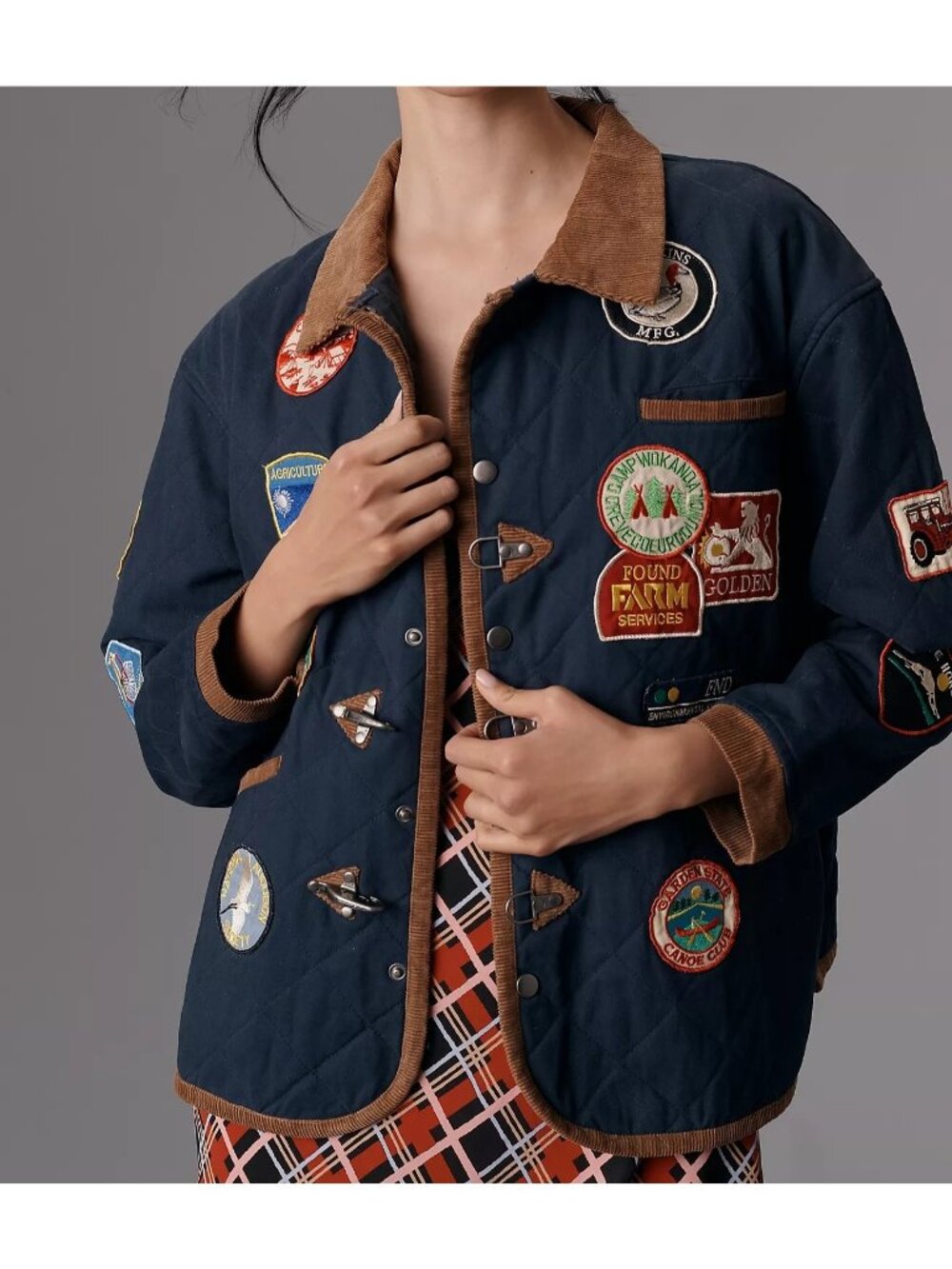 Found Farmstead Quilt Patch Jacket Vintage Heritage Rustic Outerwear Womens XS